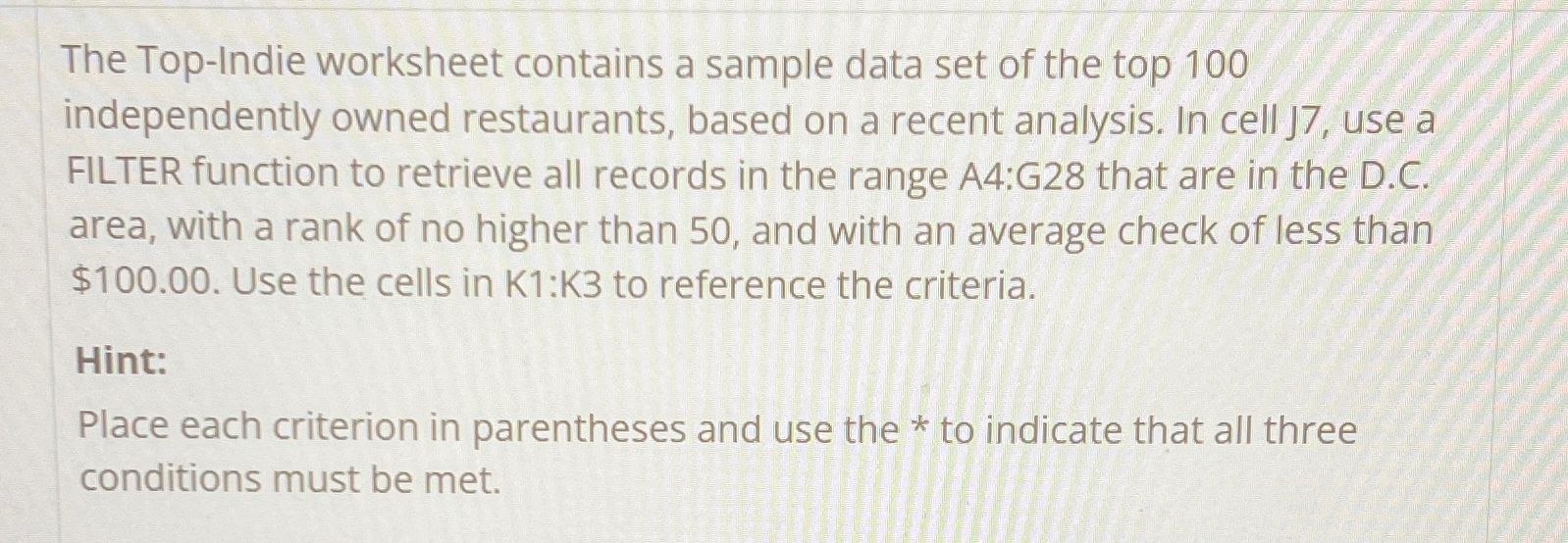  The Top-Indie worksheet contains a sample data set of the top