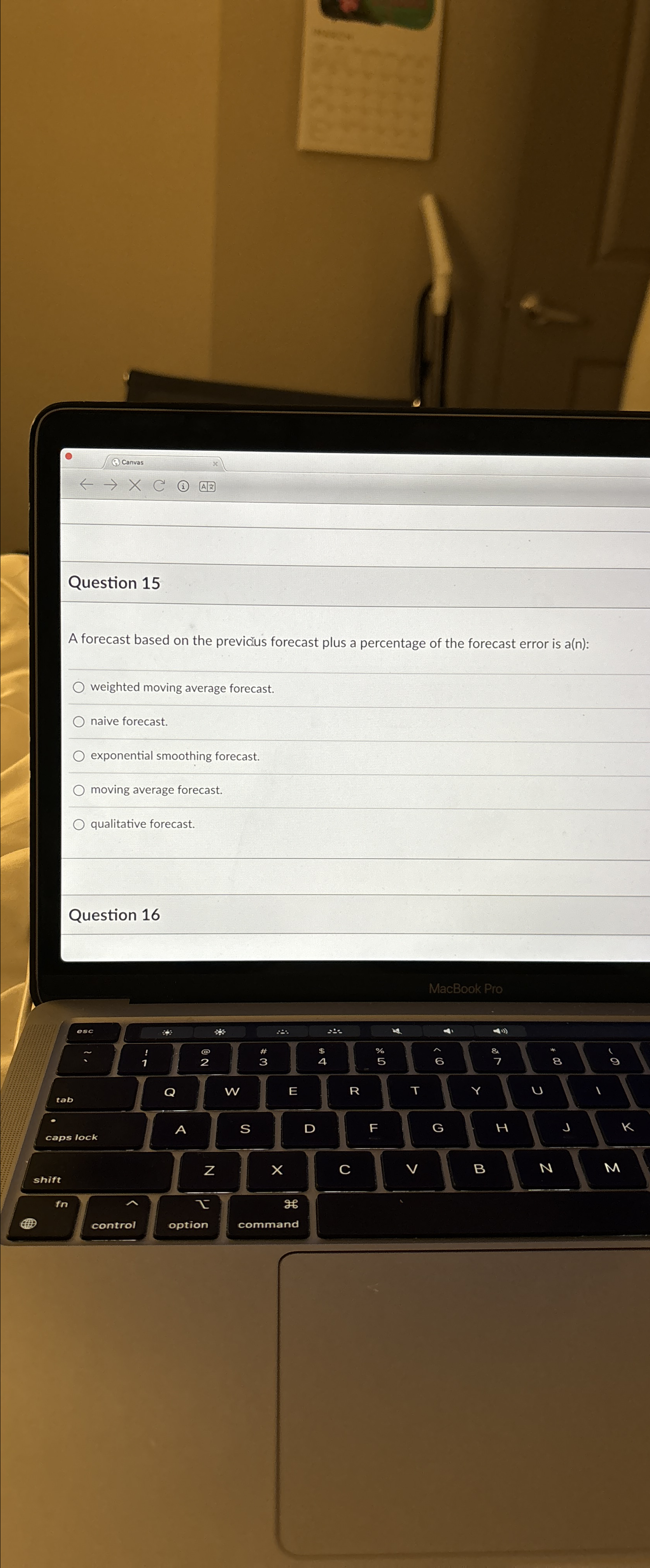  9Canvas2 x larrx(i) A Question 15 A forecast based on the