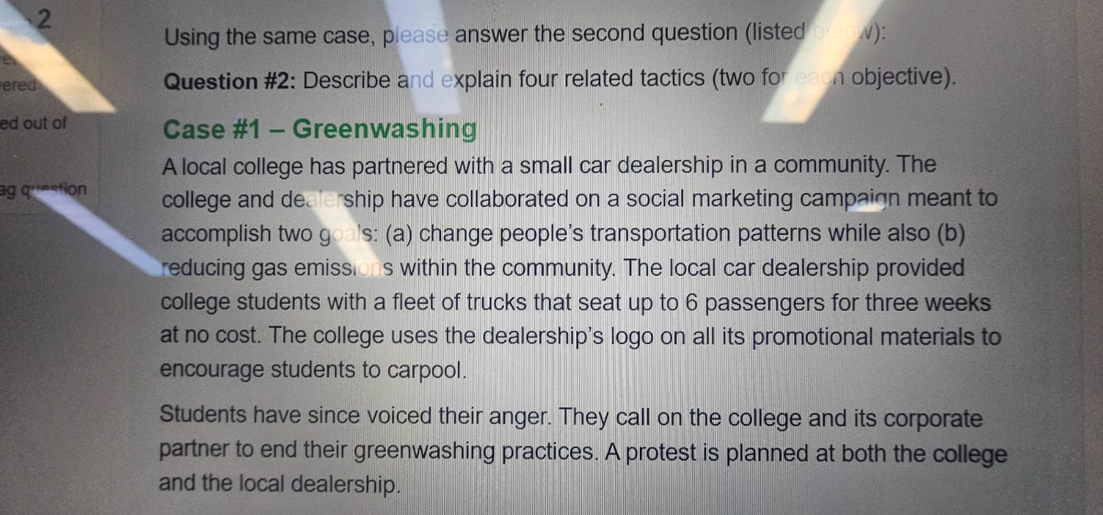  Using the same case, please answer the second question (listed ,A):
