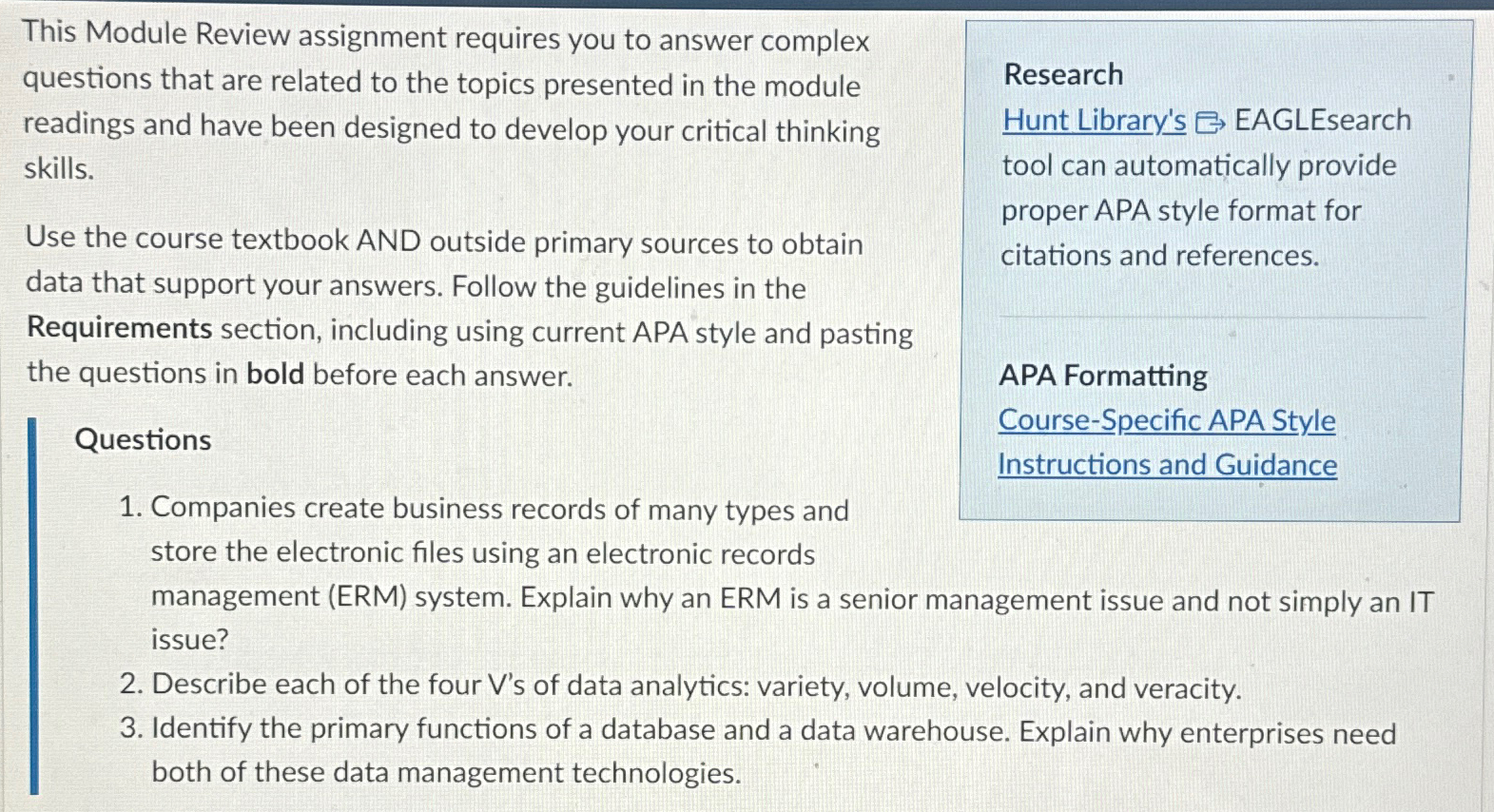  This Module Review assignment requires you to answer complex questions that