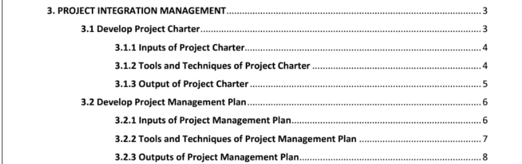  PROJECT INTEGRATION MANAGEMENT .3 3.1 Develop Project Charter 3 3.1.1 Inputs