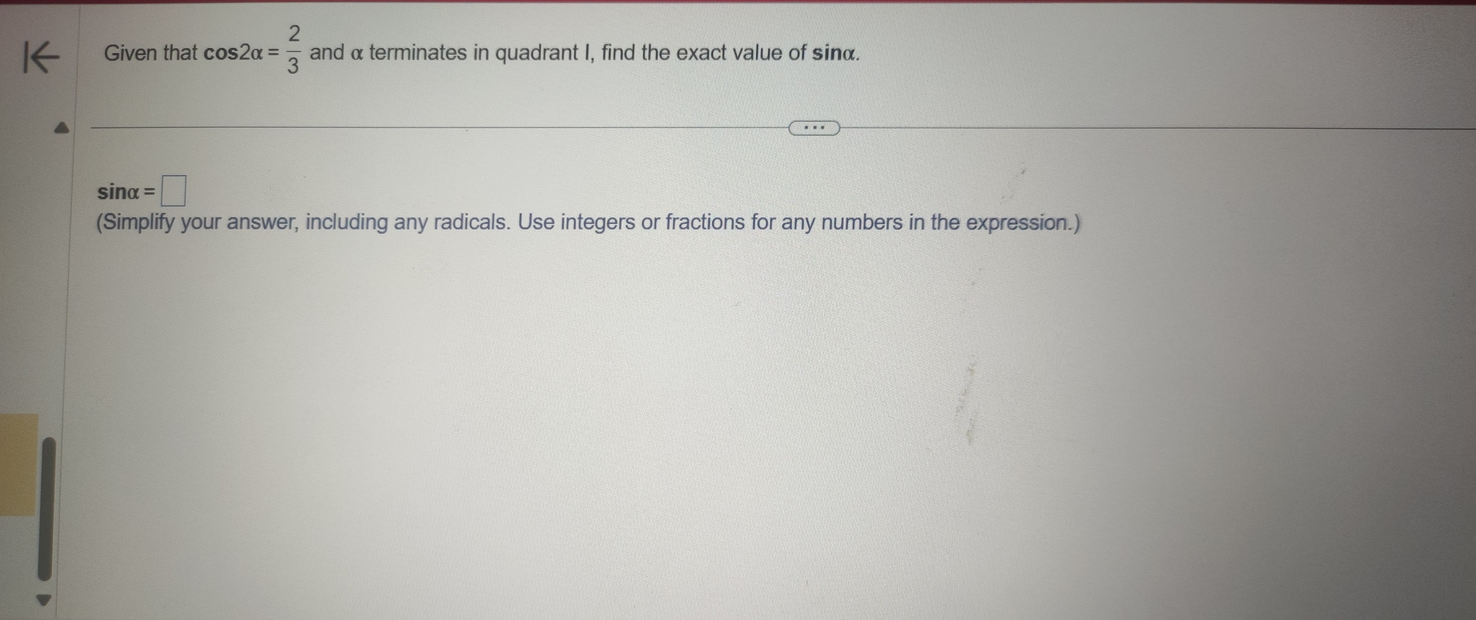 angle. K CSC 24 =( Simplify your answer.) CSC 24Write the expression