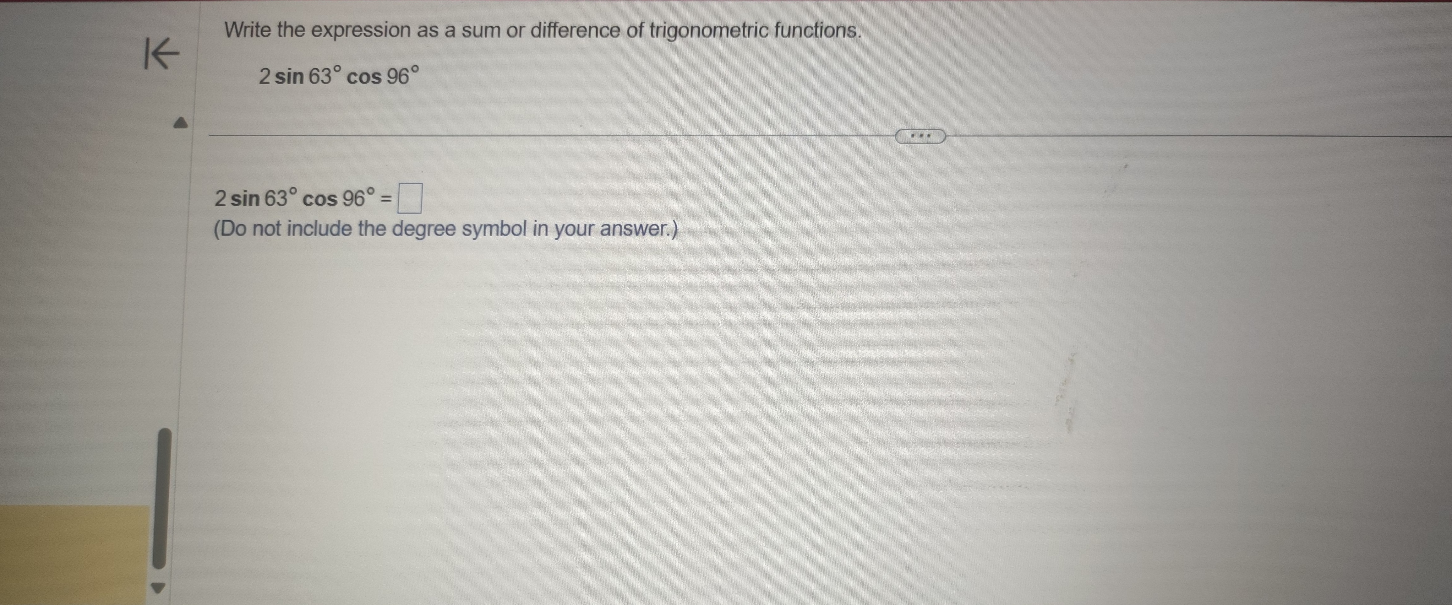 as a single function of a. cos (270 - a) Choose the