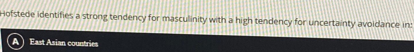  Hofstede identifies a strong tendency for masculinity with a high tendency