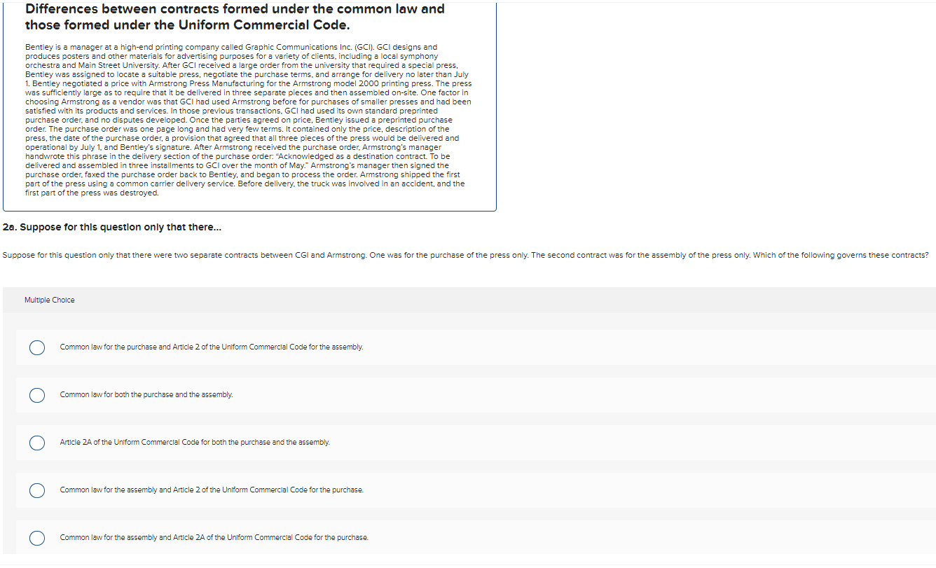  Differences between contracts formed under the common law and those formed