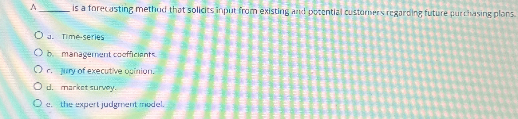  A is a forecasting method that solicits input from existing and