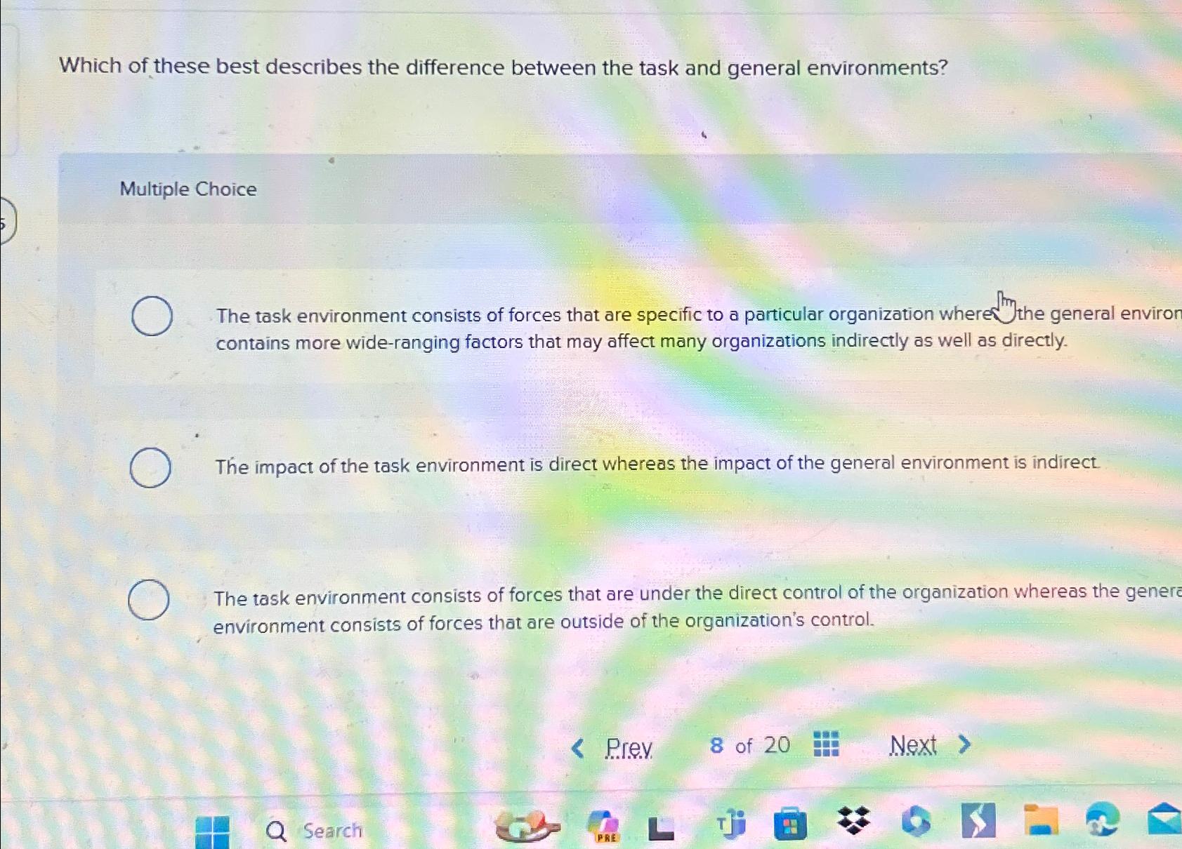 Which of these best describes the difference between the task and