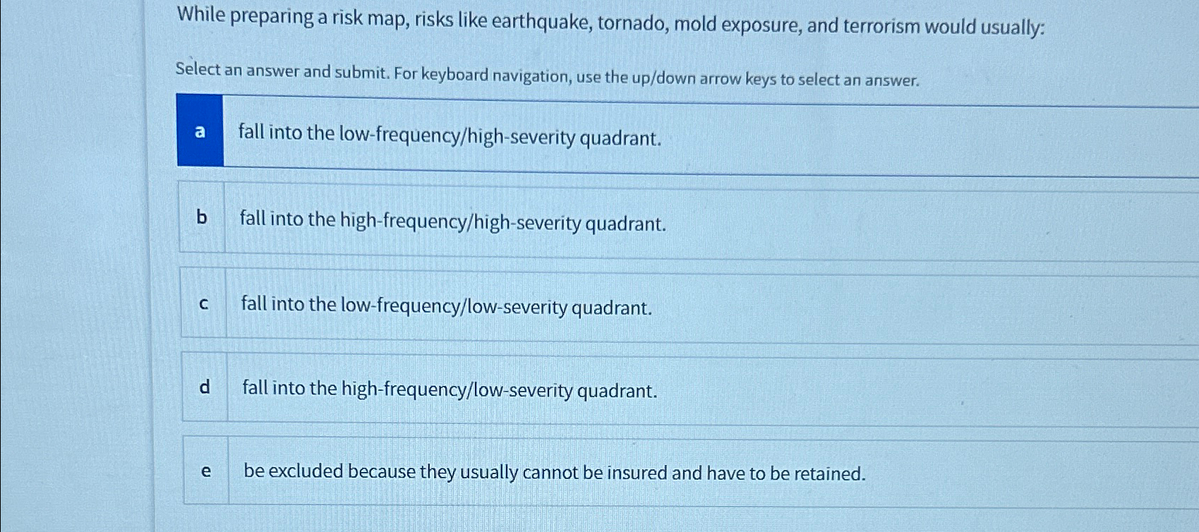  While preparing a risk map, risks like earthquake, tornado, mold exposure,