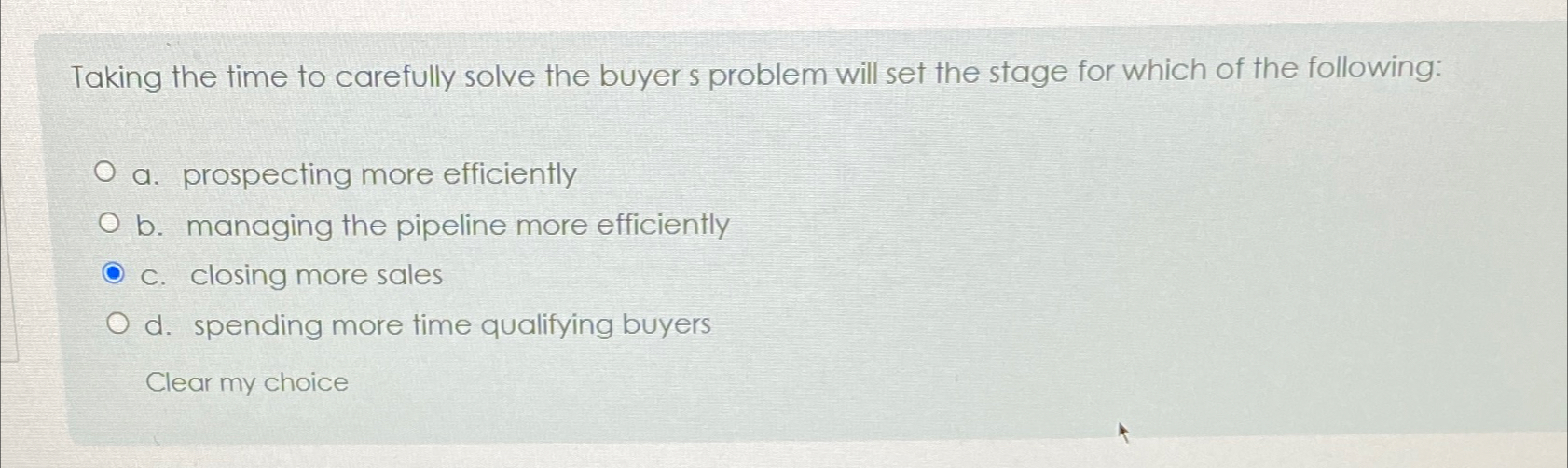  Taking the time to carefully solve the buyer s problem will