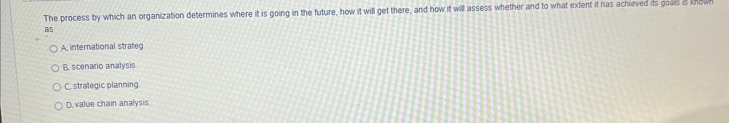  The process by which an organization determines where it is going