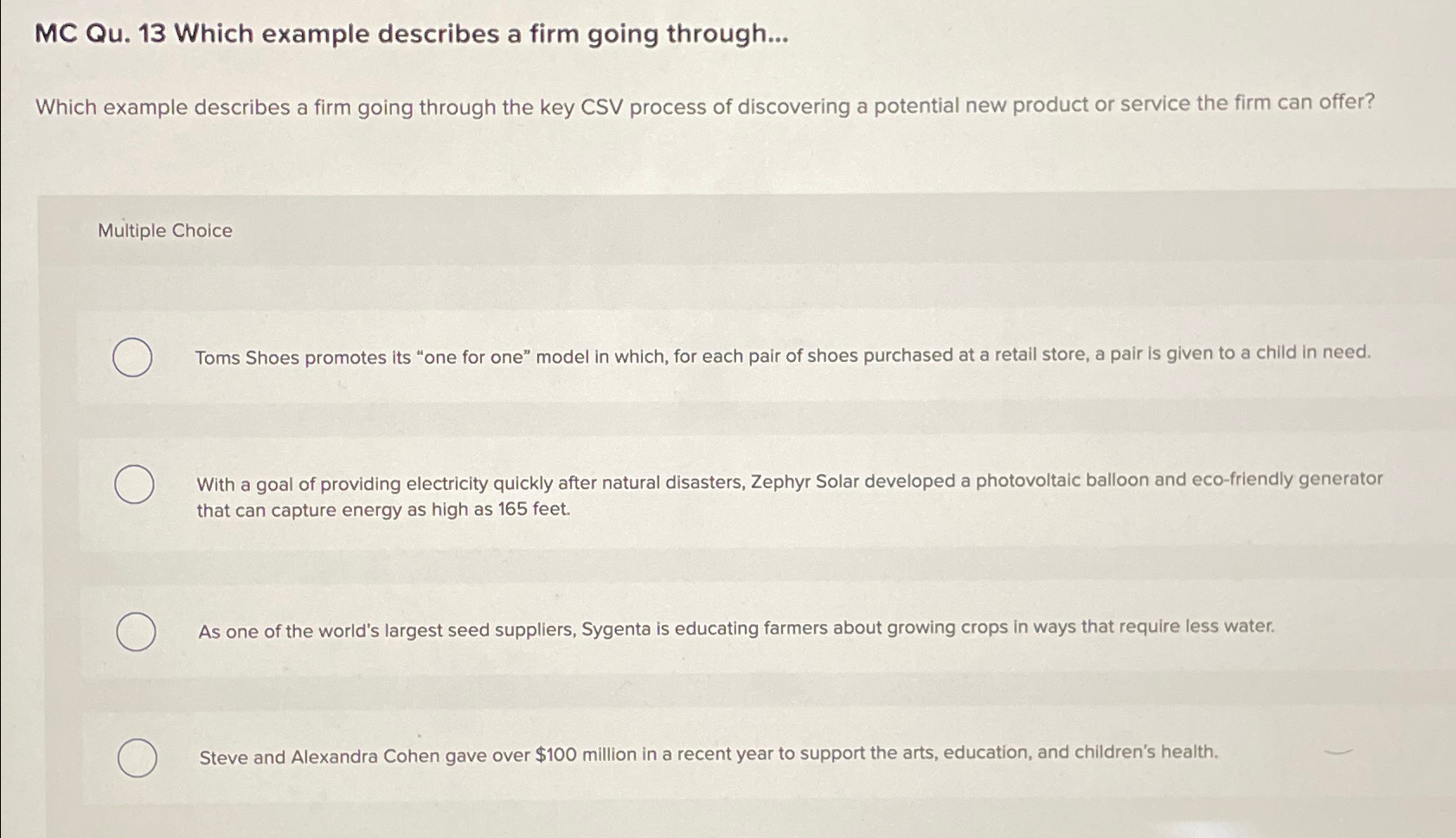  MC Qu.13 Which example describes a firm going through... Which example