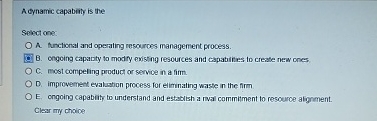  Adyamic capabiny is the Selectione: A. Aurcticnal and operating resources management