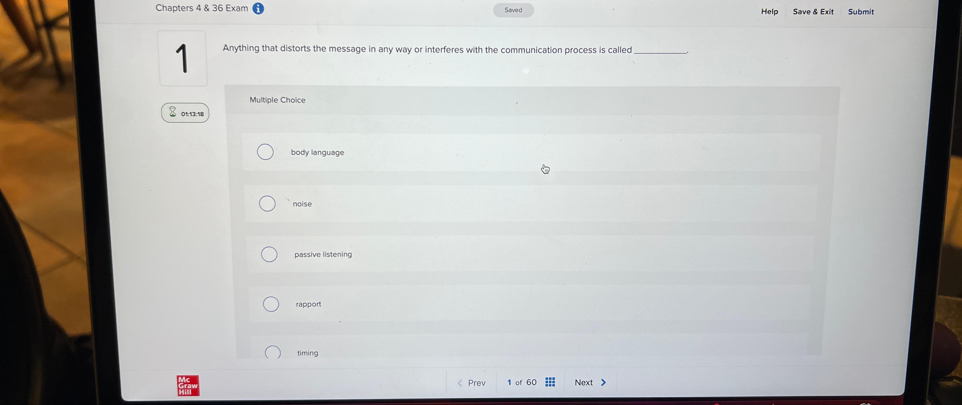  Chapters 4 & 36 Exam i Saved Help Save & Exit