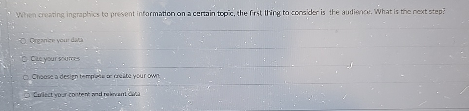  Wrien creating ingraphics to present information on a certain topic, the