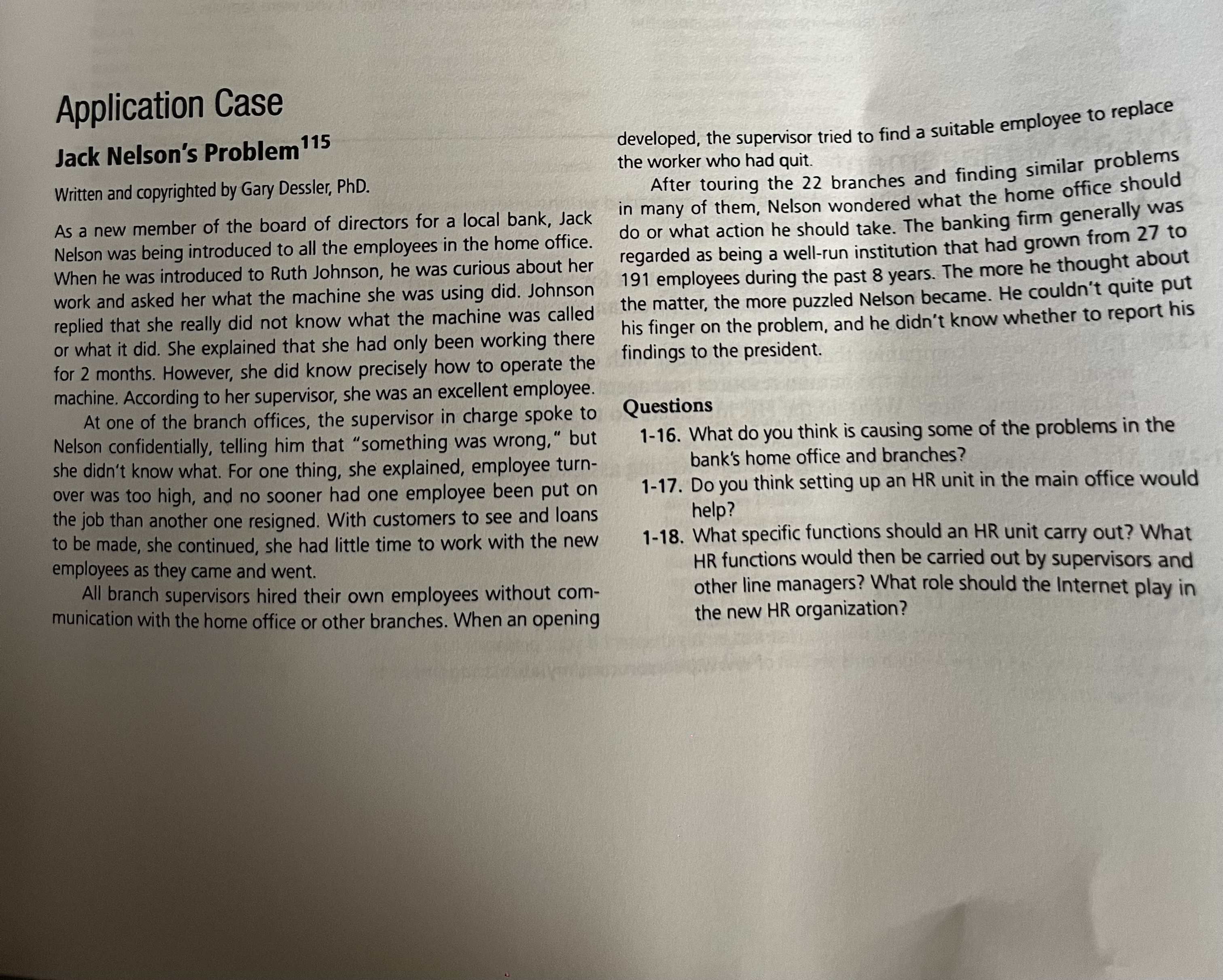  Application Case Jack Nelson's Problem ?115 Written and copyrighted by Gary