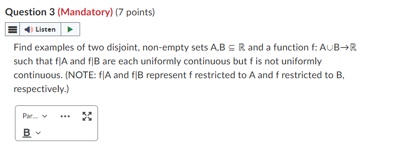 Can you help me with this Real Analysis problem, please?(Can you have