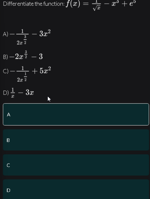  Differentiate the function: f (@ ) = - 2 + e