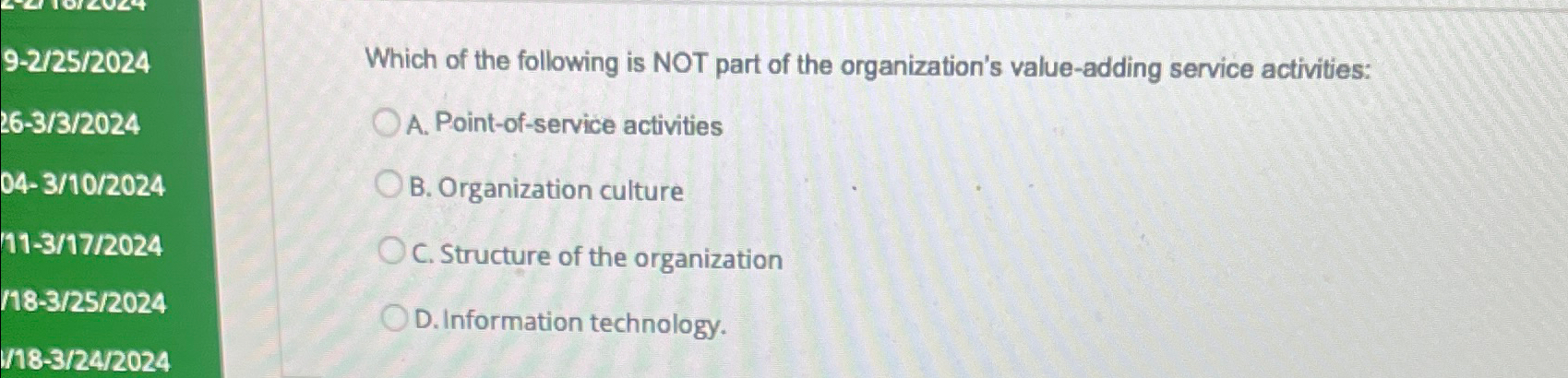  9-225?2024 Which of the following is NOT part of the organization's