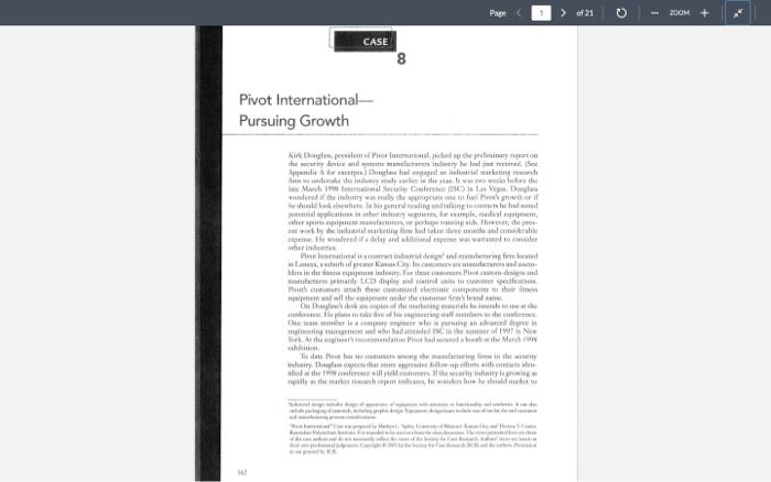  1. Assess Pivots competitive advantages using SWOT analysis. 2. How appropriate