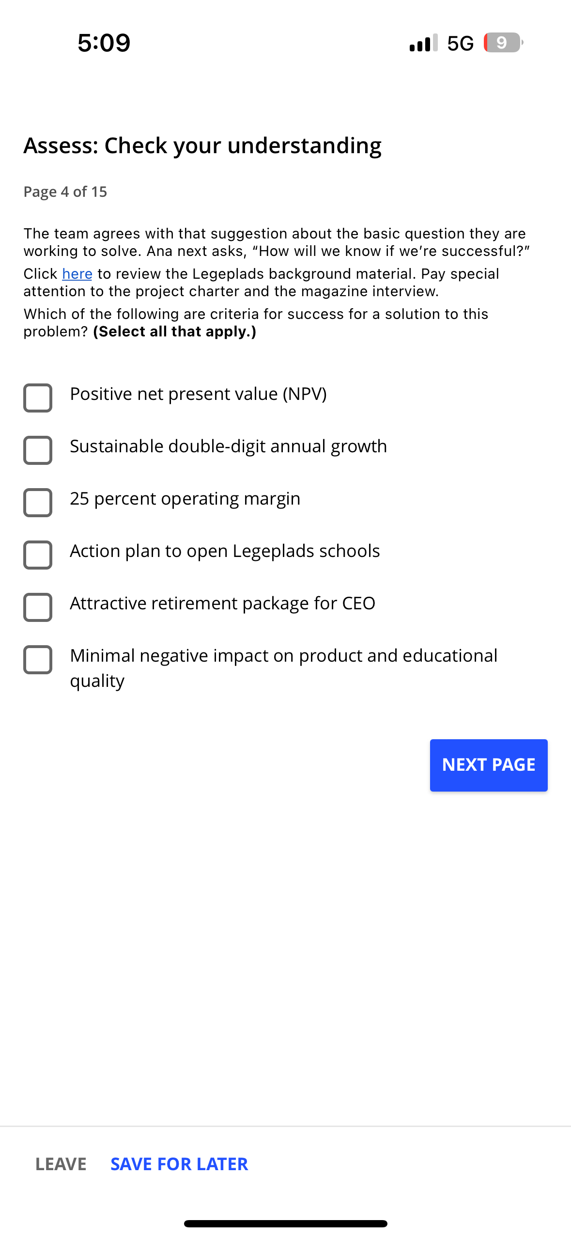  5:09 .II 5G 9 Assess: Check your understanding Page 4 of