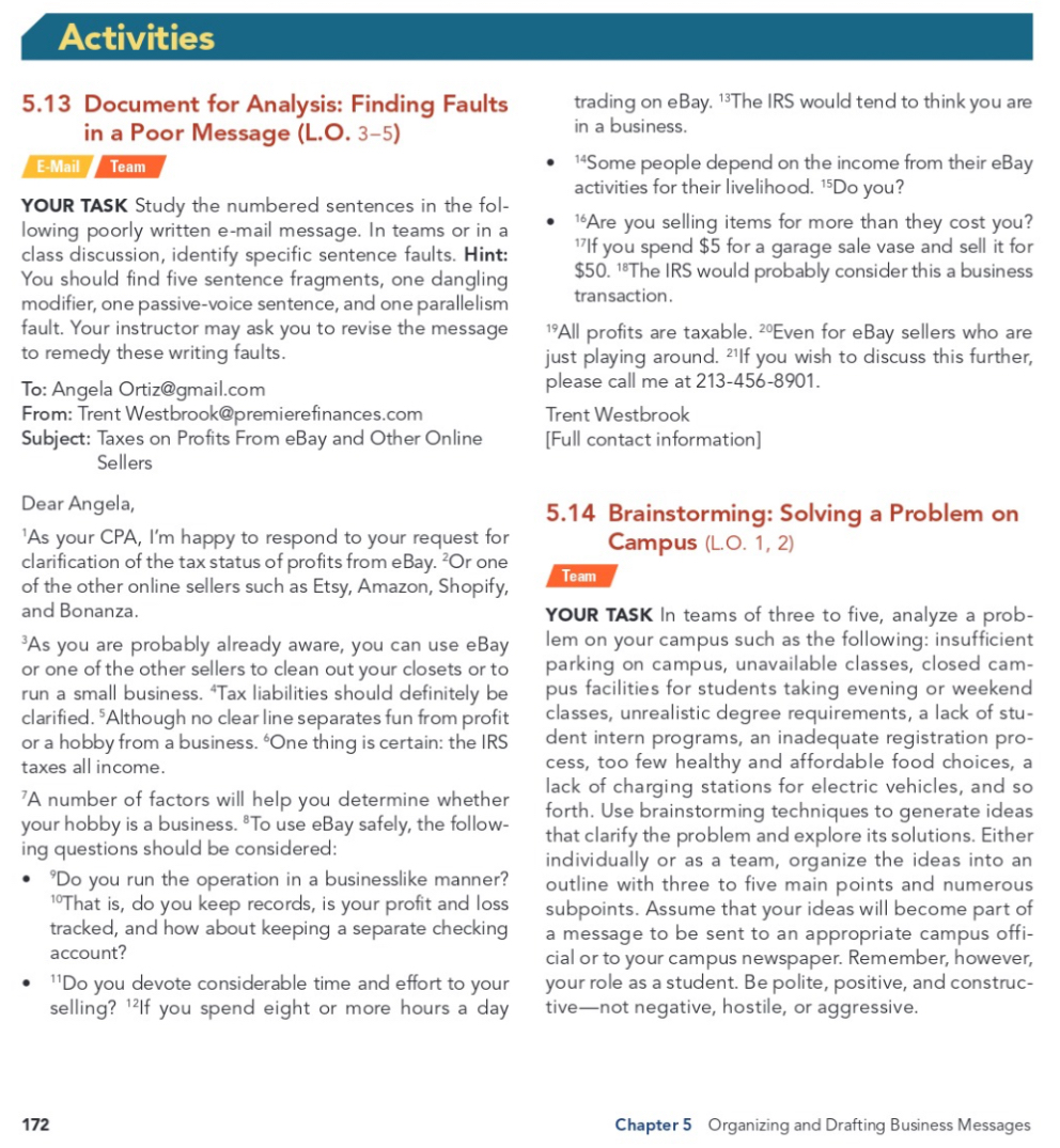  Activities 5.13 Document for Analysis: Finding Faults in a Poor Message