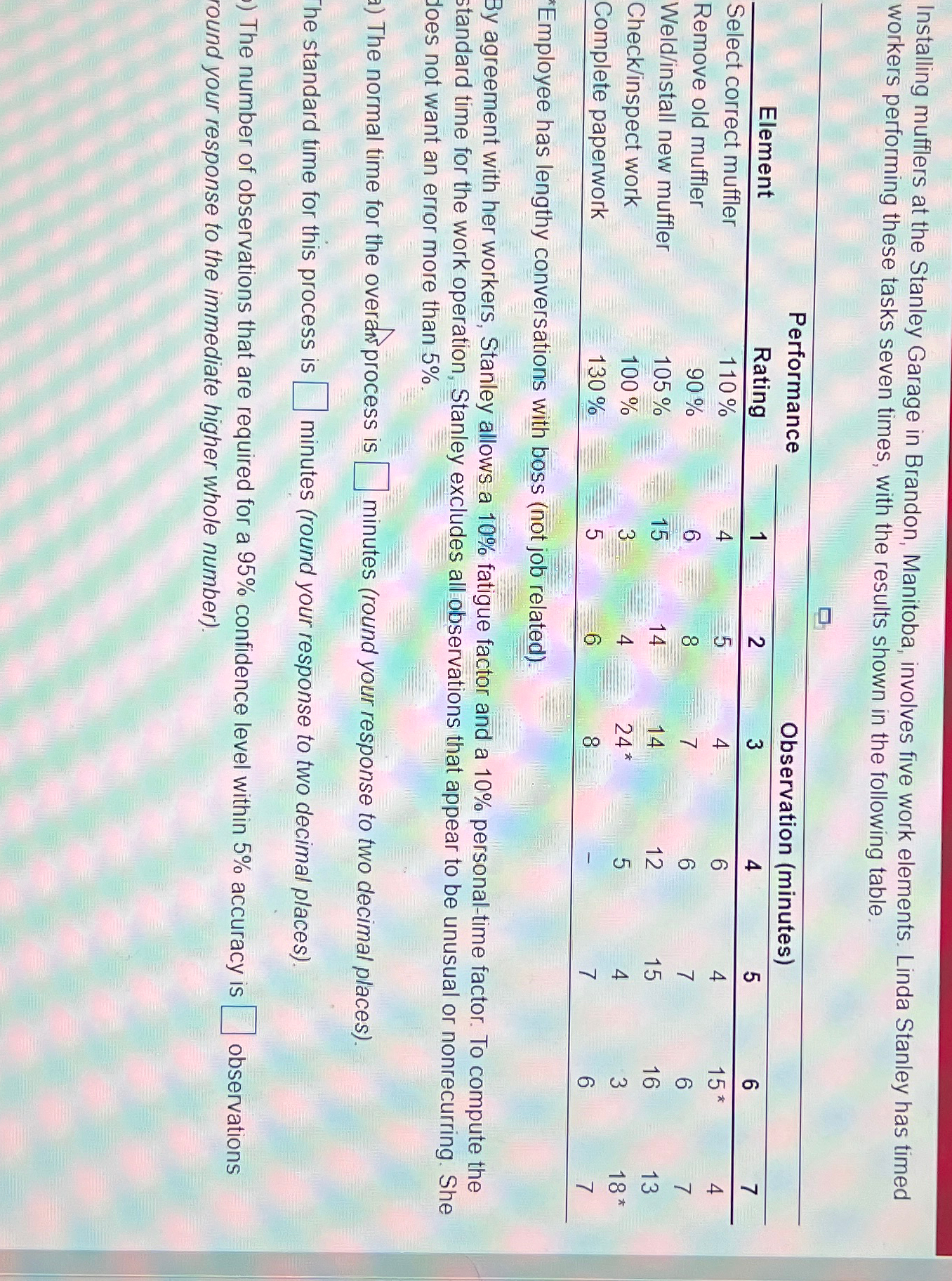  Installing mufflers at the Stanley Garage in Brandon, Manitoba, involves five