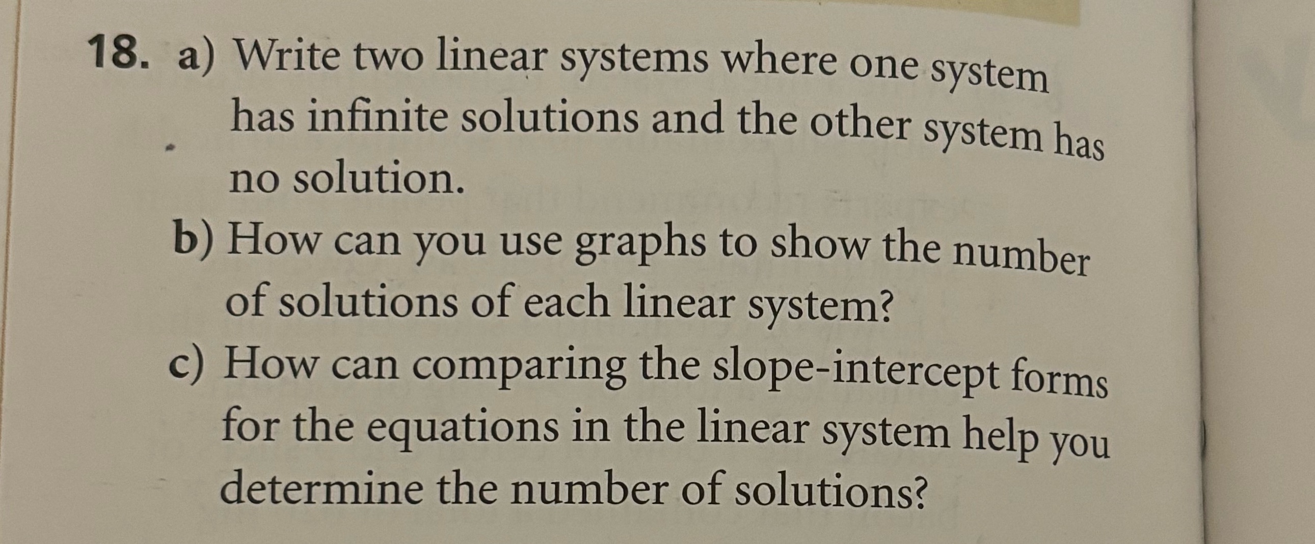 How can I solve this question? 18. a) Write two linear systems
