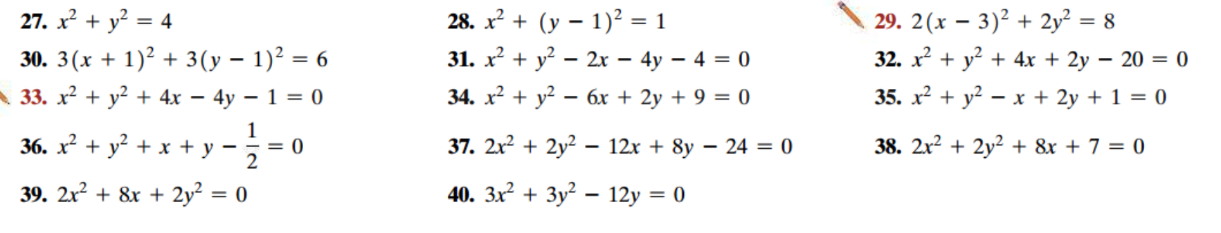 I need help with solving these problems find the center (h,k) and