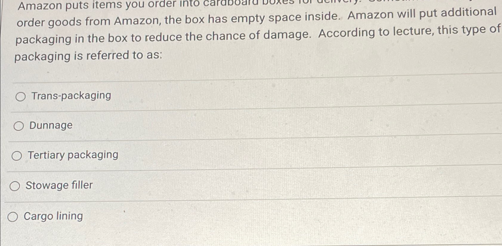  order goods from Amazon, the box has empty space inside. Amazon