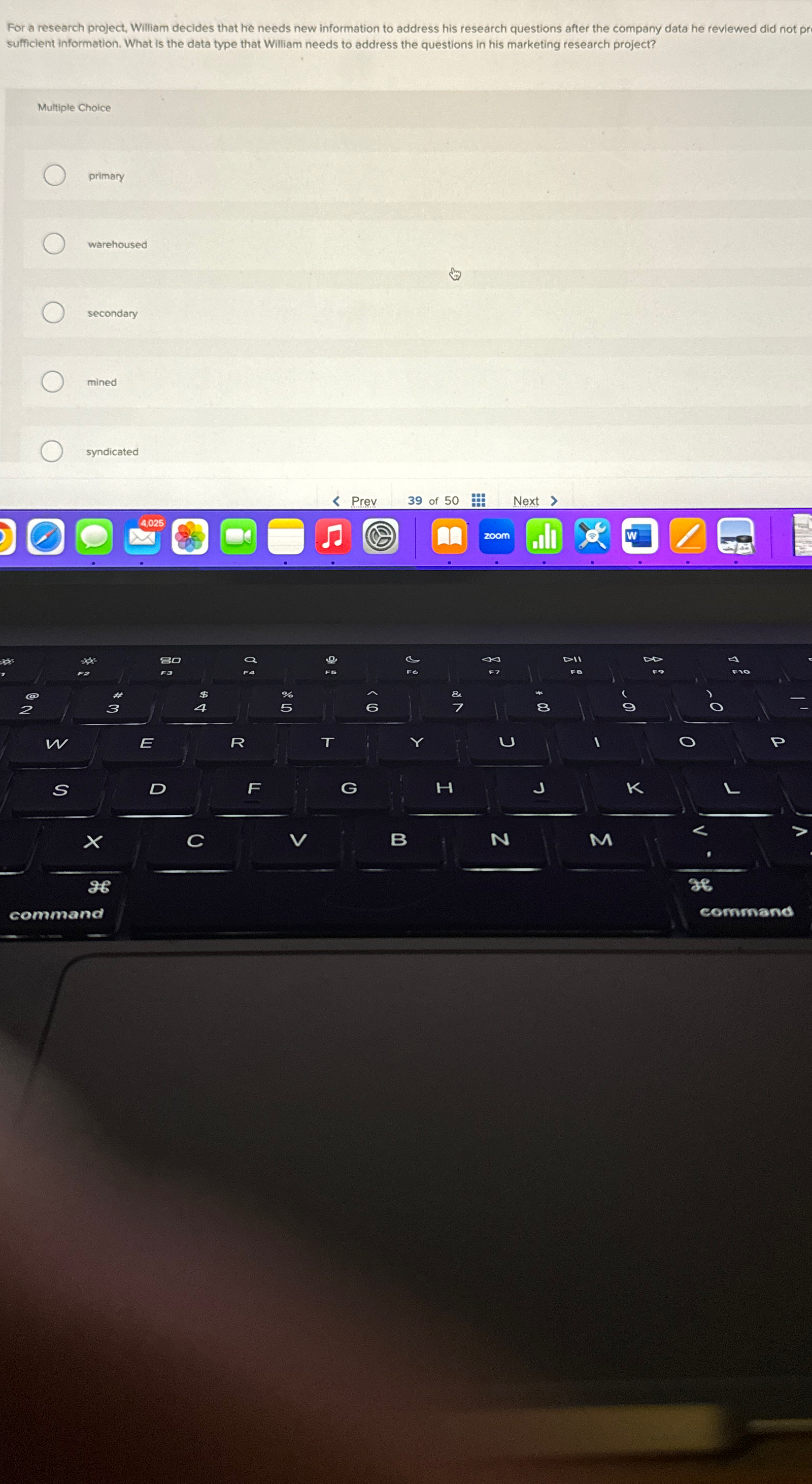  sufficient information. What is the data type that William needs to