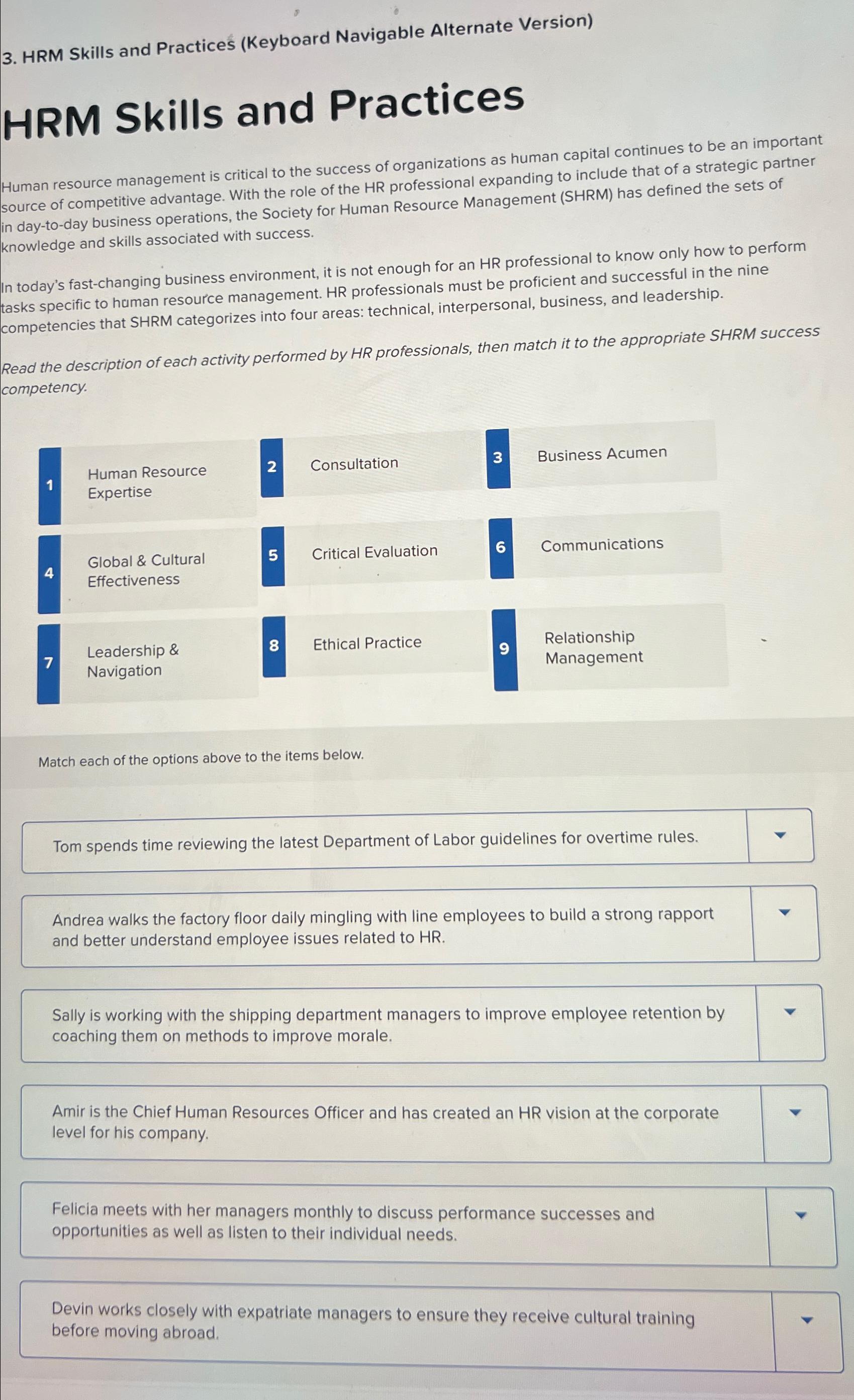 HRM Skills and Practices (Keyboard Navigable Alternate Version) HRM Skills and