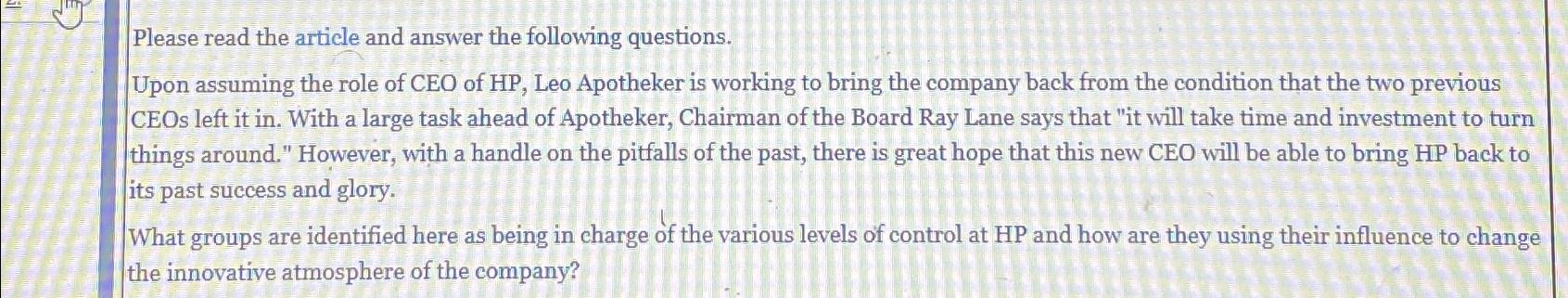  Please read the article and answer the following questions. Upon assuming