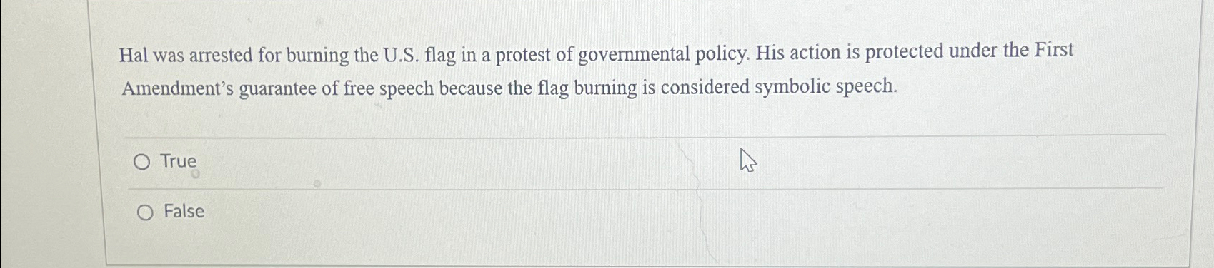  Hal was arrested for burning the U.S. flag in a protest