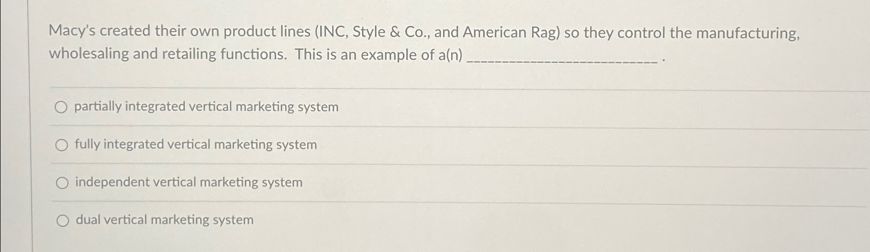  Macy's created their own product lines (INC, Style & Co., and