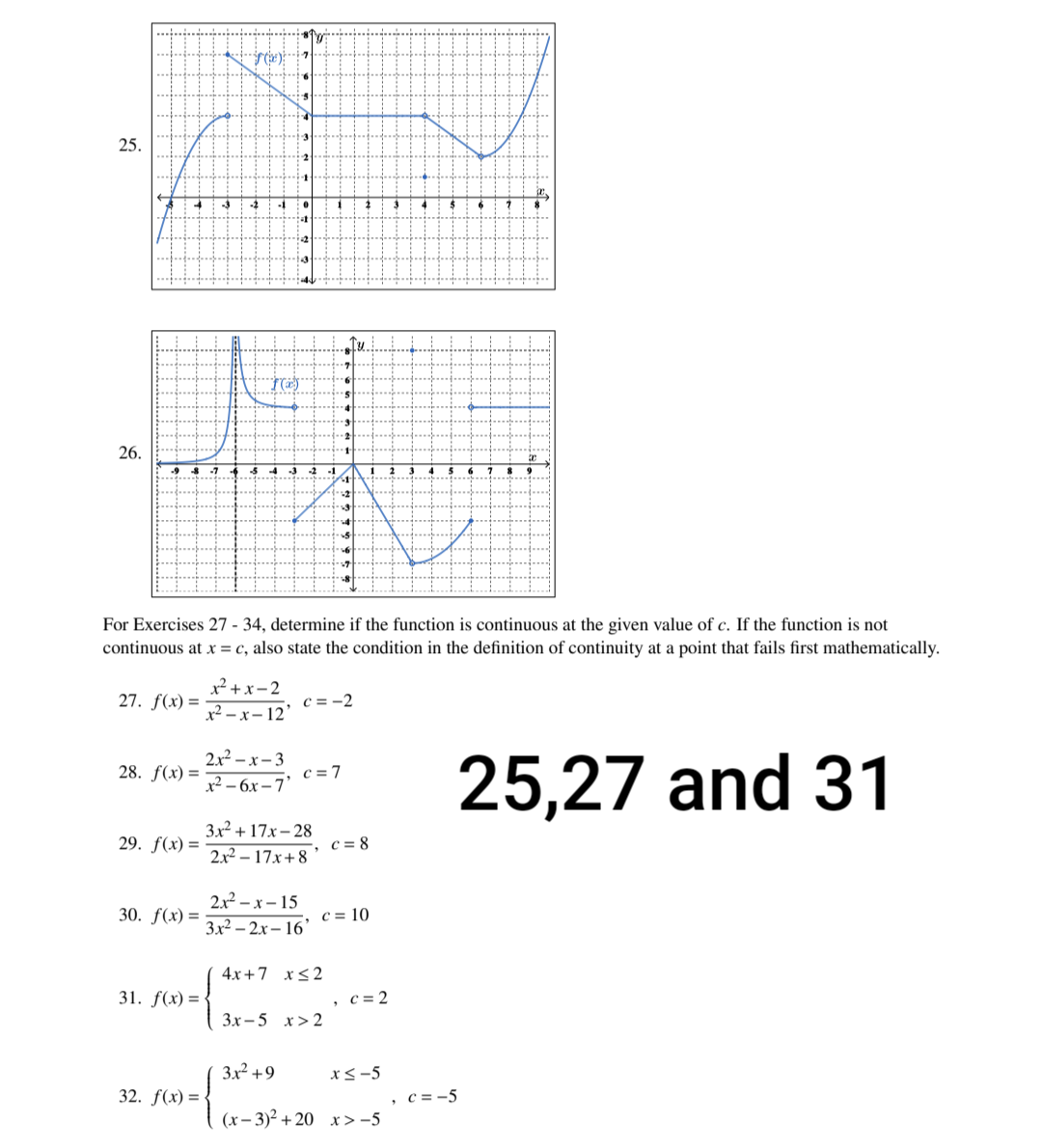 of . If the function is not continuous at x = c,