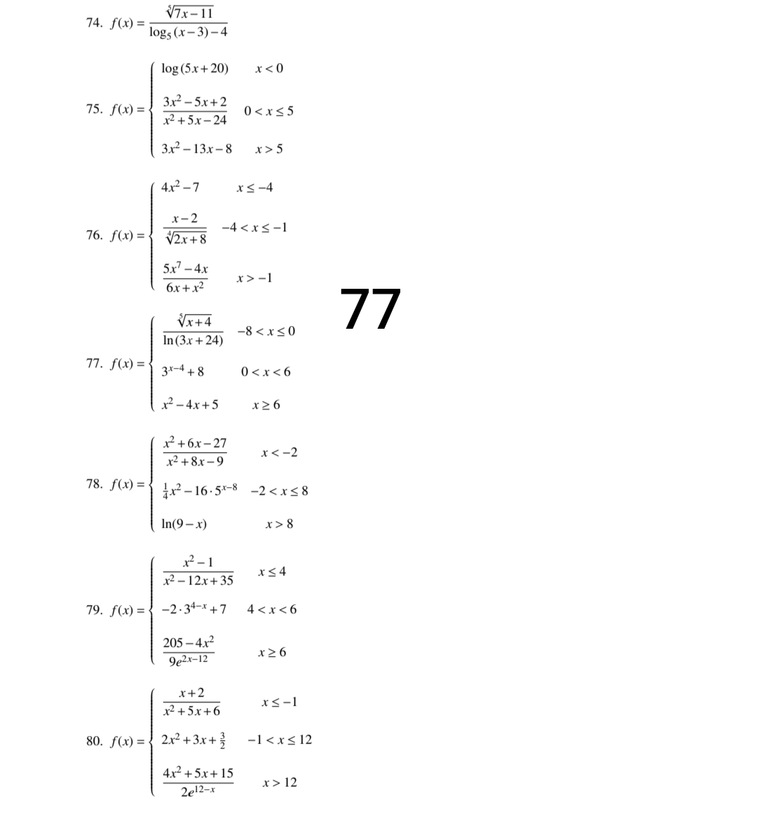 11 - 22, determine where the function is continuous algebraically. Write your