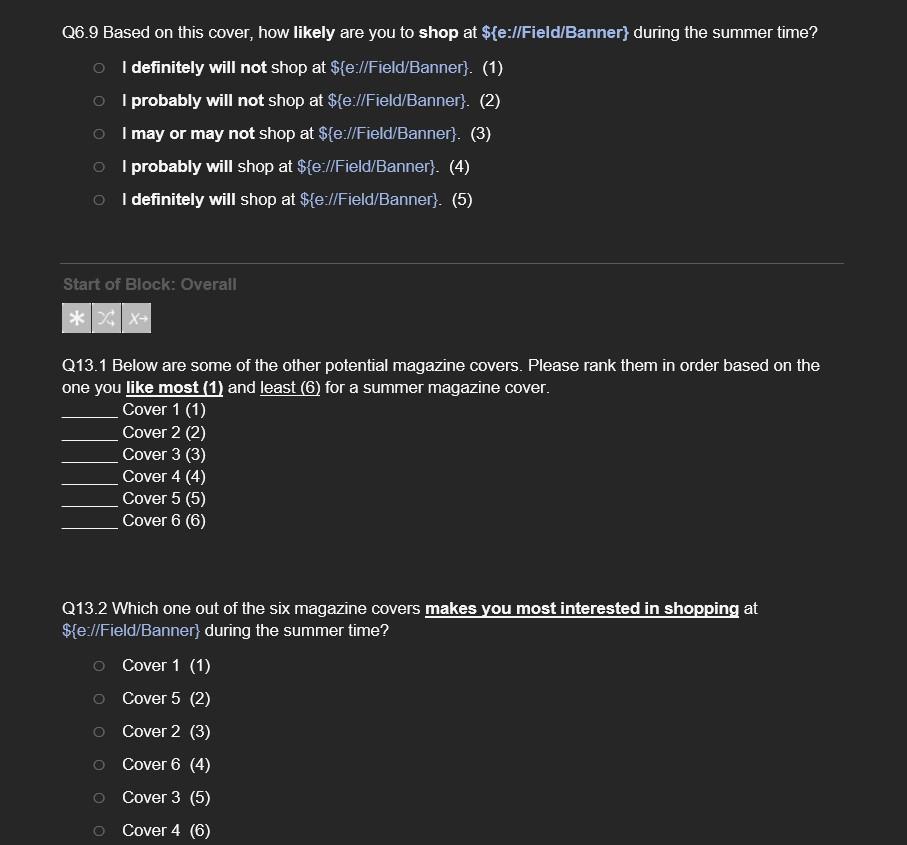 and survey as you create your tabplan: - There are 2 different