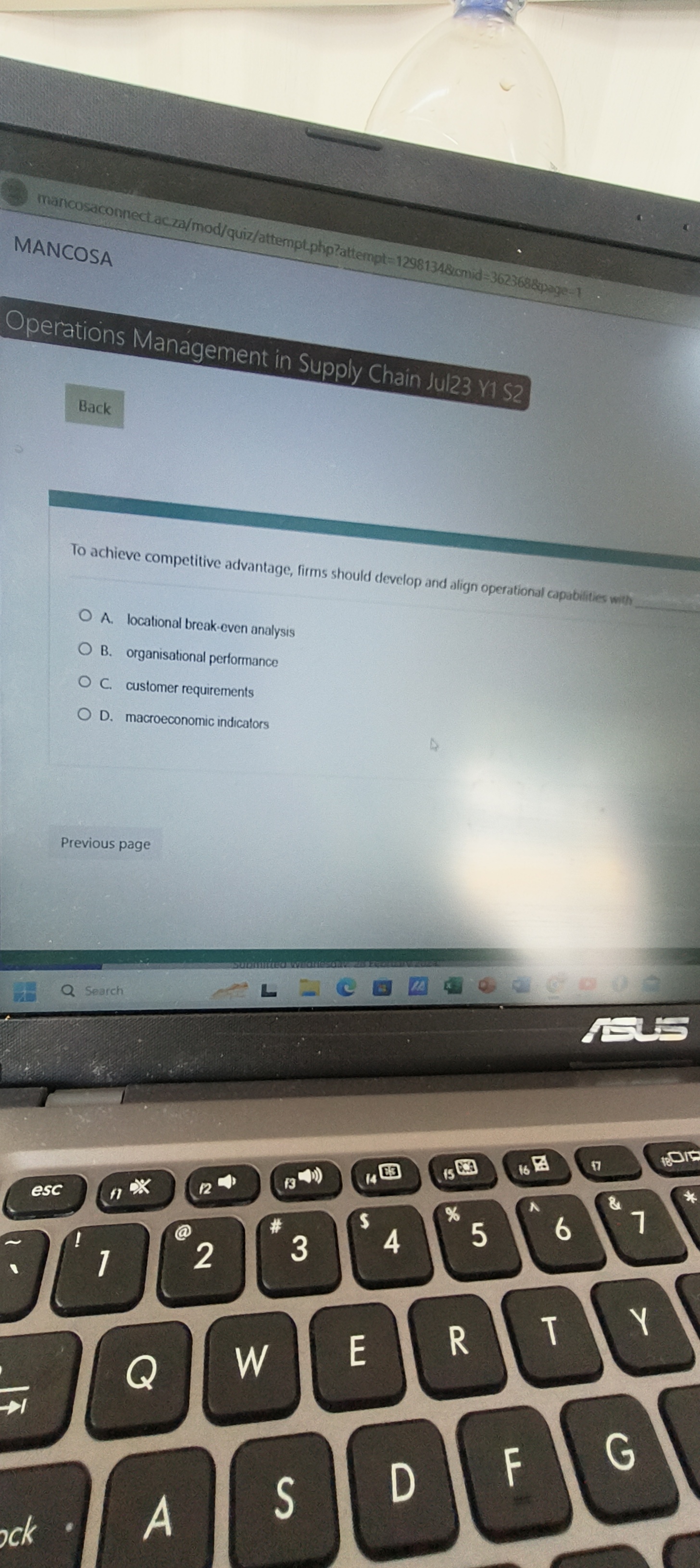  To achieve competitive advantage, firms should develop and align operational capubities