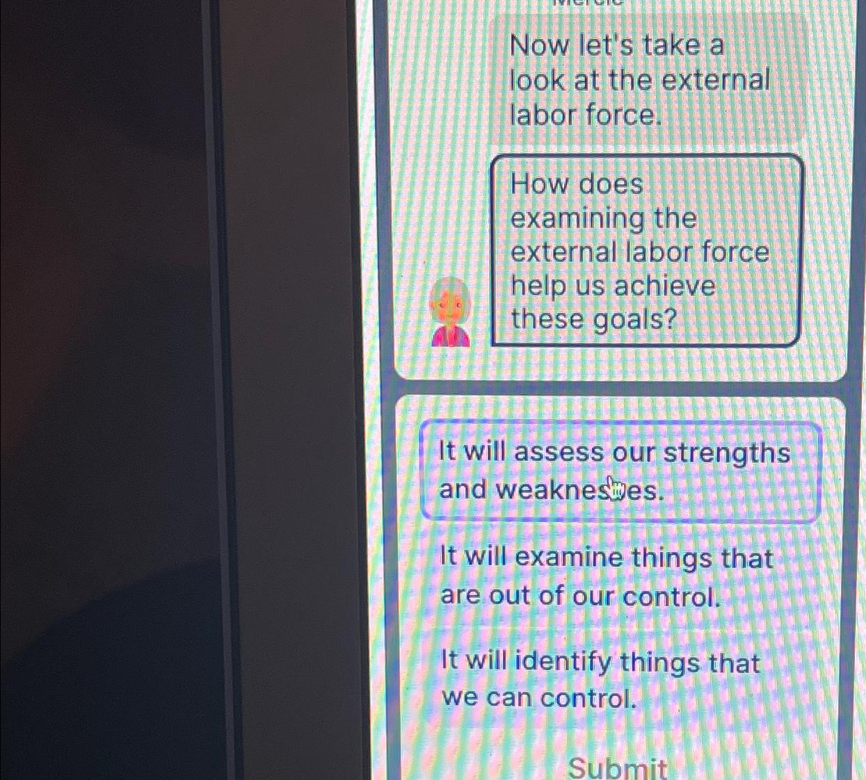  Now let's take a look at the external labor force. How