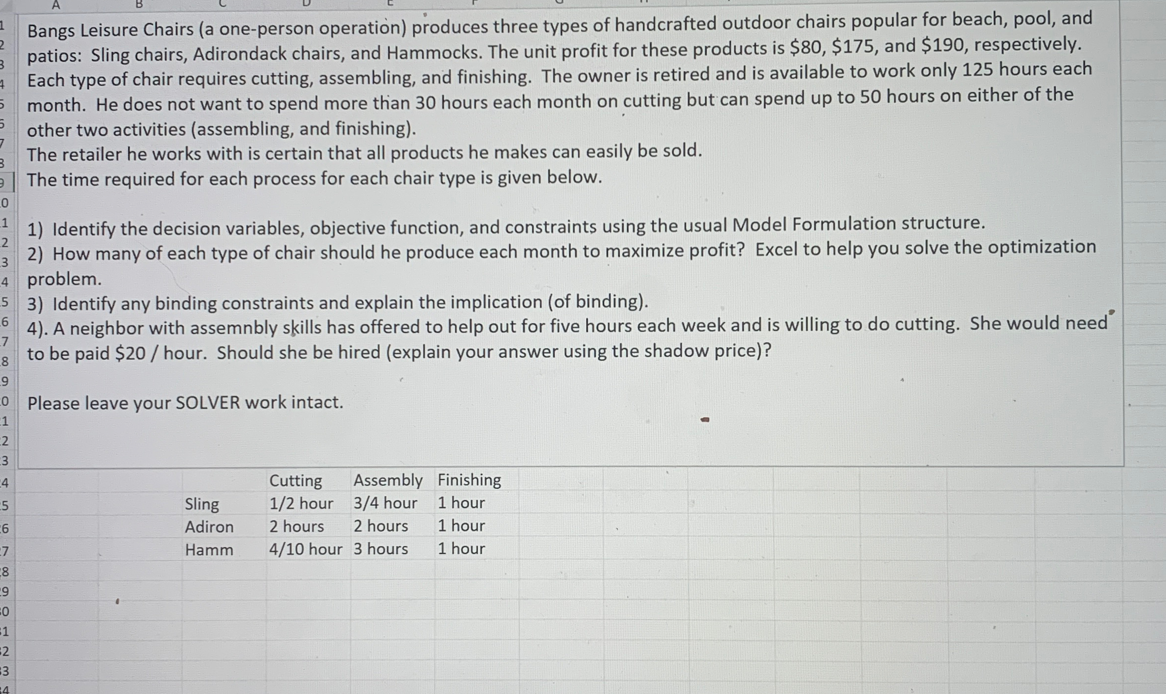  Bangs Leisure Chairs (a one-person operation) produces three types of handcrafted