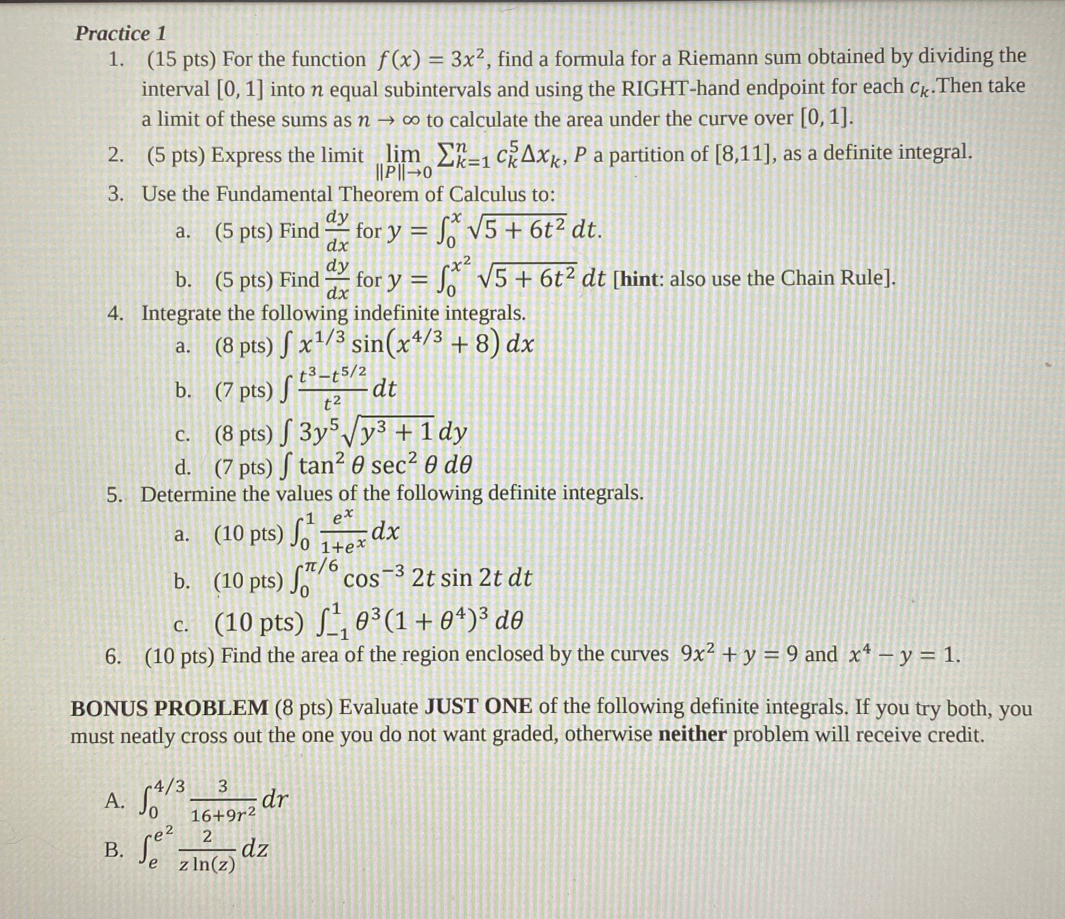 Practice 1 1. (15 pts) For the function f(x) = 3x2,