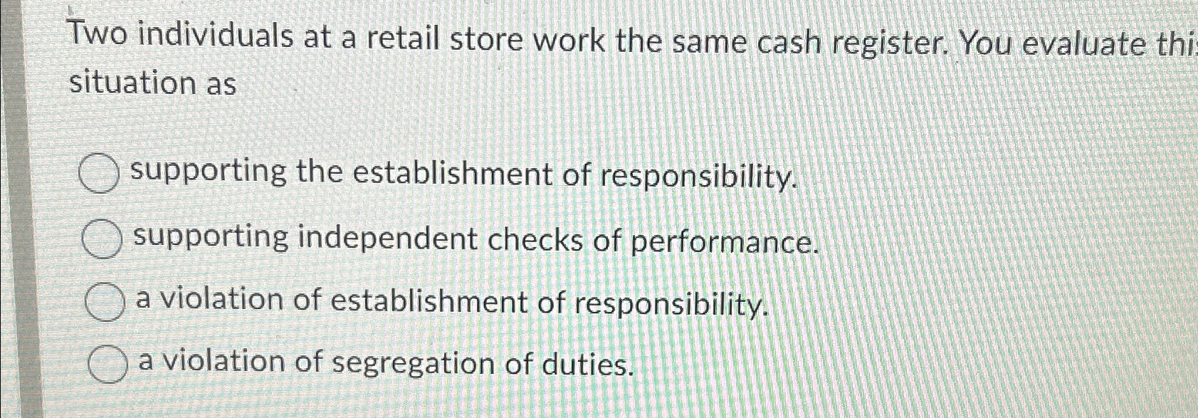  Two individuals at a retail store work the same cash register.