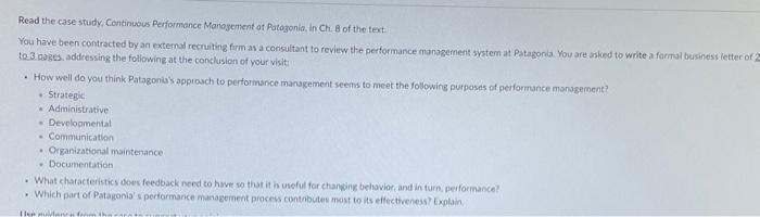  Read the case study, Continuaus Performance Manosement at Putozonia, in Ch.