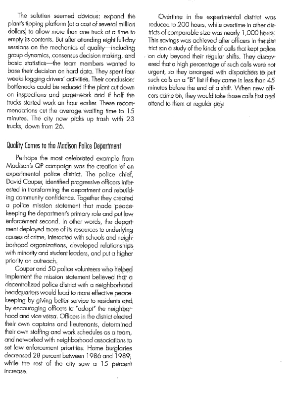  CASE 9.1 Madison's Quality and Productivity Campaign First Steps Long appreciated