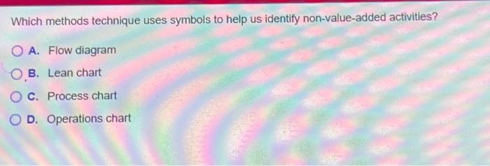  Which methods technique uses symbols to help us identify non-value-added activities?