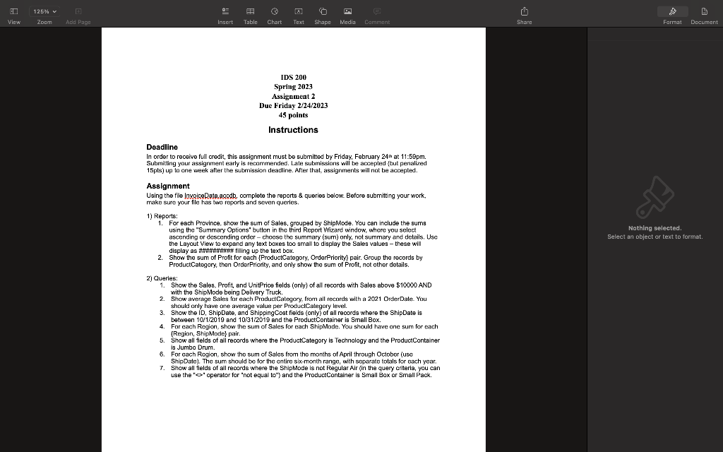 ily IDS 200 Spring 2027 Assignment 2 Duc Friday 2/24/2023 45 points