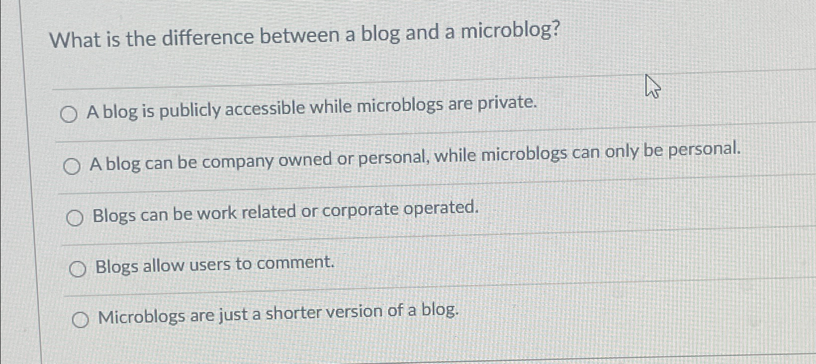  What is the difference between a blog and a microblog? A
