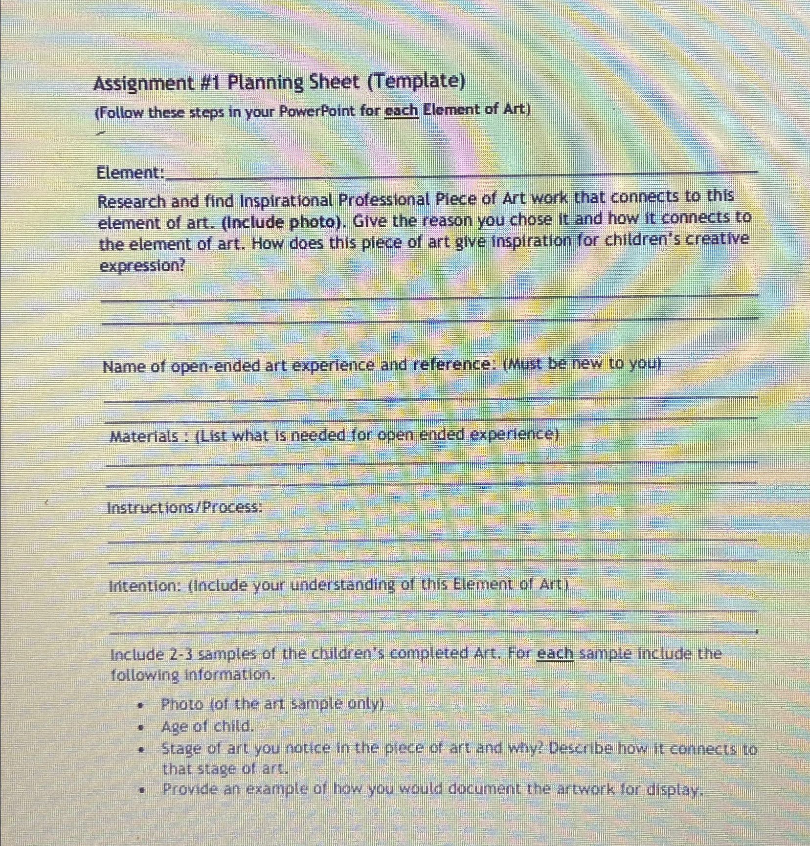  Assignment #1 Planning Sheet (Template) (Follow these steps in your PowerPoint