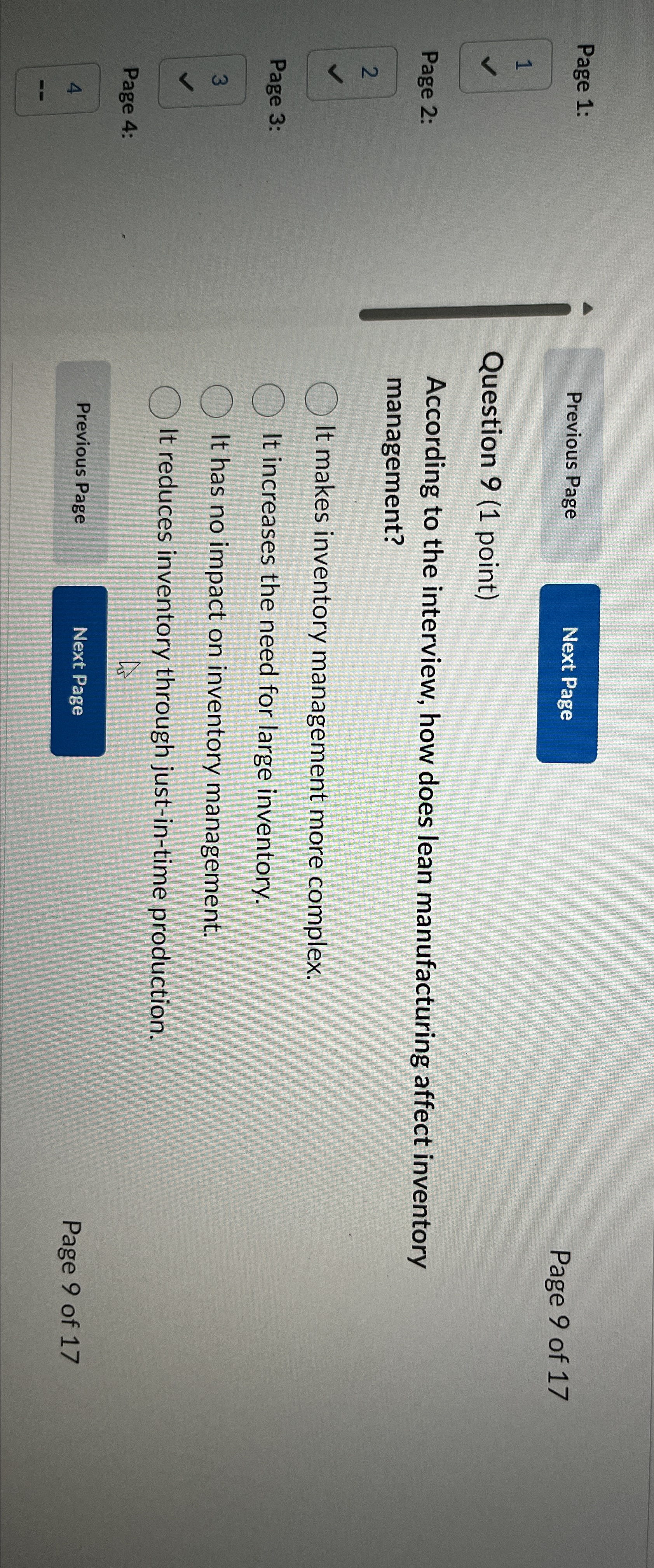  Page 1: 1 Question 9(1 point) Page 2: 2 According to