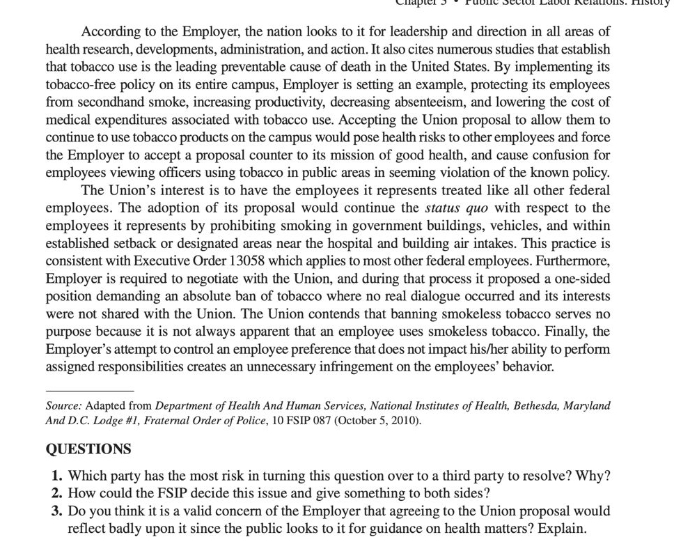  Case Study 3-2 Resolving Impasse by Binding Arbitration The Employer is